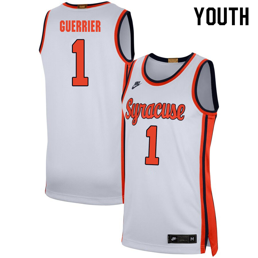 2020 Youth #1 Quincy Guerrier Syracuse Orange College Basketball Jerseys Sale-White